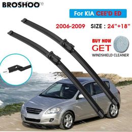 Windshield Wipers Car Wiper Blade For KIA CEE'D ED 24"+18" 2006-2009 Auto Windscreen Windshield Wipers Blades Window Wash Fit Push Button Arm Q231107