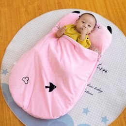 Sleeping Bags Baby Sleeping Bag Cartoon Pattern PP Cotton Embrace Quilt born Outdoor Refrigerated Product Four Seasons Anti Kick Quilt 230407