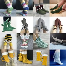 Autumn and Winter Couple Knitted Wool Socks Christmas Knitted Warm Socks Home Floor Socks Medium Sleeve Wool Socks