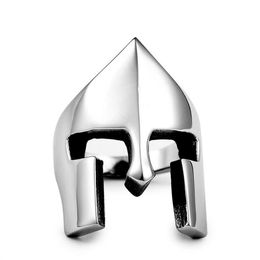Retro Spartan Helmet Mask Rings for Men 316L Stainless Steel New Fashion Punk Rock Style Party Gifts251D