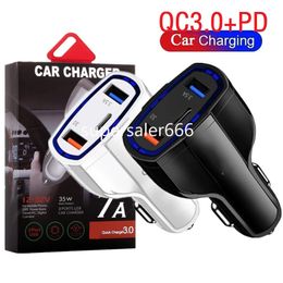 35W 7A Fast Quick Charge PD Car Charger Type c USB-C 3Ports QC3.0 vehicle Car Chargers Power Adapter For IPhone 14 15 11 12 13 Samsung Lg S1 With Retail box
