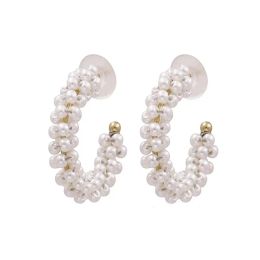 Vintage C Shaped Pearl Earrings For Women Golden Cute Korean Street Jewellery Female Fashion Accessories Cute Earring