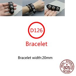 D126 S925 Sterling Silver Cowhide Bracelet Hip Hop Street Fashion Couple Jewellery Personalised Punk Style Solid Boat Anchor Cross Flower Letter Shape bangle