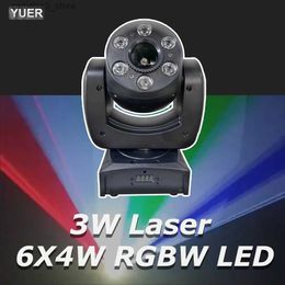 Moving Head Lights YUER NEW 3W Laser + 6X4W LED RGB Moving Head Light Scanning Pattern Laser Animation Wash Effects for DJ Bars Clubs Wedding DMX Q231107