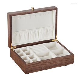 Jewellery Pouches Travel Box Women Wooden Rectangle Packaging Necklace Rings Earrings Storage Organiser Display Gift Boxes Case