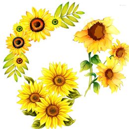 Wall Stickers Three Ratels QCF54 Beautiful Sunflower Bouquet Art Hand-painted Lucky Flower Sticker For Kid's Bedroom Toilet Frige Decal