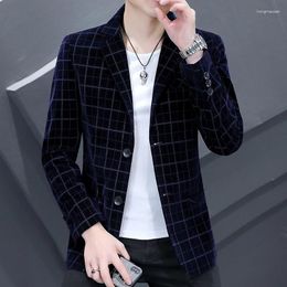 Men's Suits Autumn/winter 2023 Korean Casual Jacket Youth Trend Canary Plaid Small Suit XF8806