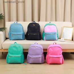 Backpacks Solid School Backpack Nylon Women Girls Lightweight Waterproof Classic Student Large Travel Bag Kids Teenage Casual Simple Q231108