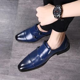 Dress Shoes WEH Men Italian Luxury Leather Formal Classic Oxford For Loafers Double Monk Strap Footwear 48