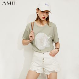 Women's T-Shirt Amii Minimalist Summer Women's Vintage Oneck Print Loose Fit Women's Top Tight Fit Women's T-shirt 12140428 230407