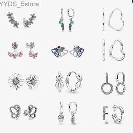 Stud Pan-Style Butterfly 925 Silver Women Piercing Ear Heart Daisy Flower Stud Sleeper Earring Sale Promotion Fine Jewellery 2023 Trend YQ231107