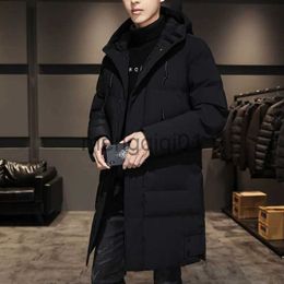 Men's Down Parkas Korean Down Cotton Jacket Winter Lengthened Cotton Coat Men's Medium-length Knee Thickened Hooded Cotton Clothing J231107