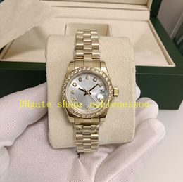 Real photo With Box Papers Ladies Watch Women 26mm Automatic 179173 Diamond Bezel Dress 18k Yellow Gold Bracelet Mechanical Watches Wristwatches