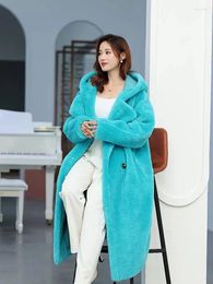 Women's Fur Women Long Lamb Woolen Coats Woven Fabric Thicken Warm Outerwears Oversize Fashion Streetwears Female Teddy Bear Winter Jackets