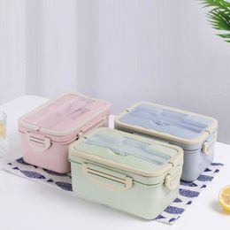 Bento Boxes 1500ml bento box microwave portable picnic lunch box with spoon sealed leak proof food storage container outdoor lunch box 230407