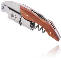 Hippocampal Knife Stainless Steel Red Wine Wood Bottle openers Multi Function Beer Screw Corkscrew Can Opener leather case or retail box