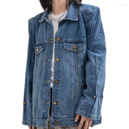 Women's Jackets 5XL! Fashion BF Shrug Denim Jacket Women/Men Lapel Single Bteasted Loose Outwear Spring Autumn 2023