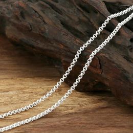 Chains Fashion S925 Sterling Silver Retro Thai Vintage Style Double Ring Buckle Long Section With Chain Men And Women