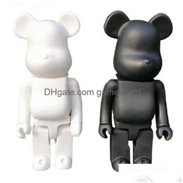 Anime & Manga Manga 400% Bearbrick Bear Brick Action Figures Toys Pvc 28Cm Model Diy Paint Dolls Kids Children Birthday Drop Delivery Dhguo