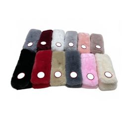 Winter Warm Thicken Scarfs for Women Solid Colour Faux Rabbit Fur Plush Cross Collar Scarf Shawl Elegant Warm Soft Neck Scarf
