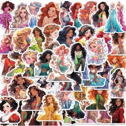 50PCS Cartoon Princess Stickers Modern Girls Graffiti Sticker Funny Role Play Cartoon Decor Decals For Notebook Guitar Skateboard Luggage