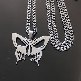 Brand New Stainless Steel ICP Butterfly Pendant Necklace Chain 5mm 30inch Polished For Women Mens Boys Cool Gifts