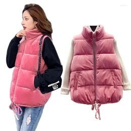 Women's Vests PinkyIsBlack Sleeveless Women Vest Jacket Winter Short Velvet Down Female Stand Collar Windproof Warm Waistcoat