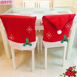 Christmas Decorations 2023 Cute Table Chair Cover Snow Decor Home Decoration Non-woven Red Hat Back Covers Dinner Tableware Supply 7Z