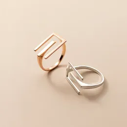 Cluster Rings MloveAcc Genuine 925 Sterling Silver Charming Trendy Geometric Letter E Open Ring For Women Men Punk Korean Temperament