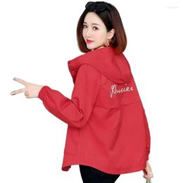 Women's Jackets 2023 Hooded Spring Autumn Jacket Korean Style Women's Coat Tops Fashion Red Casual Lined Short Windbreaker Outerwear