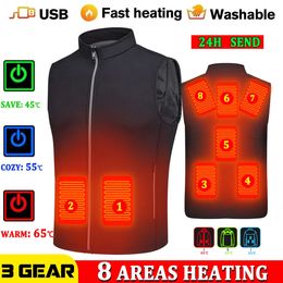 Men's Vests Heating vest men winter jacket women Warm Electric Thermal Waistcoat Fish Hiking Outdoor camping Infrared USB Heated vest jacket 231107