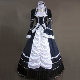 2023 Retro Black and White Princess Dress 18th Century European Court historical Party Ball Gowns Theatrical Costumes For Women