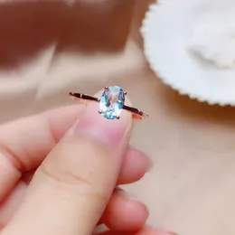 Cluster Rings Natural Aquamarine Ring Simple Style 1 Gems Clean Quality Price Sterling Silver 925 For Women