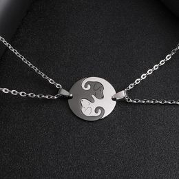 Pendant Necklaces Friendship Gifts Stainless Steel Couple Necklace Set Cute Dog Zodiac Matching Jewellery Alt Accessories