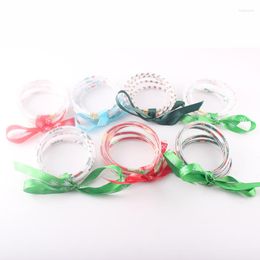 Bangle 5 Pcs/set Jelly Leather Bracelet Friendship Women's Silicone Christmas Gift Pulseras De Hombre Y Mujer