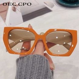 Sunglasses OEC CPO Square Sunglasses Women New Fashion Orange Punk Sun Glasses Men Vintage Shades UV400 Female Retro Eyewear Gafas De Sol P230406