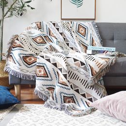 Blanket Bohemian Plaid for Sofa bed Decorative Outdoor Camping Boho cover throw Picnic With Tassel 230406