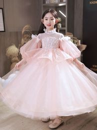 new Flower Girl Dresses Ruffles Hand made Flowers Lace Vintage Little Baby Gowns for Communion Boho Wedding Formal Communion Dress Birthday maid of honor Party dress