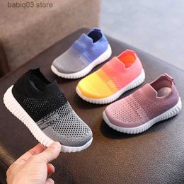 Sneakers Sneakers Kids Knitted Casual Shoes Loafers Boys Multicolor Breathable Slip on Baby Girls Running Sports Shoes For Spring Autumn T231107