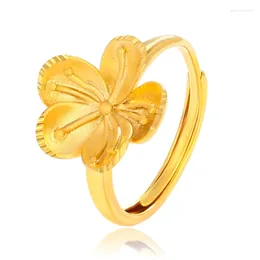 Cluster Rings Original Soild 18K Yellow Gold Flower For Women Fashion Jewellery Engagement Wedding Luxury Gifts