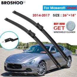 Windshield Wipers Car Wiper Blade For Maserati Ghibli 26"+18" 2014-2017 Auto Windscreen Windshield Wipers Blade Window Wash Fit Push Button Arm Q231107