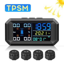 Car TPMS Solar Power TPMS Car Tyre Pressure Alarm Monitor Auto Security System Tyre Pressure Temperature Warning new