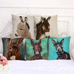 Pillow Case Throw Pillows Cases Watercolour Donkey Cute Animal Face Cushion Cover 45x45cm Home Living Room Decoration Linen Pillowcover Decor