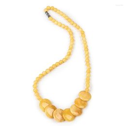 Pendant Necklaces Pure Yellow Chalcedony Necklace Butterfly Bead Shape Jaspers Semi Precious Stone For Women