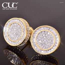 Stud Earrings CUC 12MM Men Round Earring Iced Out Cubic Zirconia Women Screw/Push Hip Hop Jewellery Fashion Gift