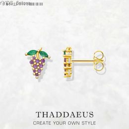 Stud Ear Stud Grape Gold Europe Fine Jewerly For Women 2023 Summer Sweet Stylish Gift In 925 Sterling Silver YQ231107