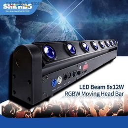 Lights HOT LED Beam 8x12W RGBW Multicolor Moving Head Light Fast Delivery DMX512 DJ Disco Party Stage Equipment Q231107