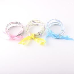 Bangle 5Pcs/set Glitter Jelly Girls Bangles Bracelets Multicolor Filled Silicone Bowknot For Women Jewellery