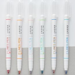 Double Line Pen Colour Gel Student Dream Hand Account Fluorescent Two-color Manuscript Contour