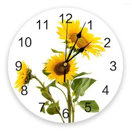 Wall Clocks Sunflower White Creative Clock For Home Office Decoration Living Room Bedroom Kids Hanging Watch